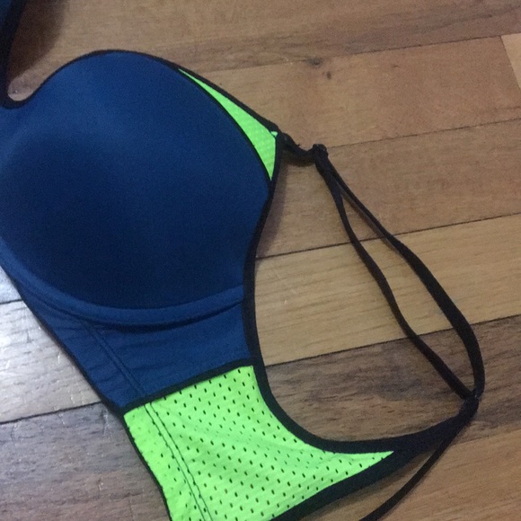 PINK Athletic neon jersey and navy  push up bra - Picture 3 of 6